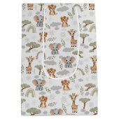 Safari Baby Dieren Regenbogen Baby shower Medium Cadeauzakje (Achterkant)