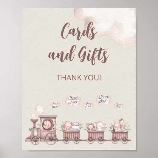 Safari Baby Dieren Train Kaarten en Geschenken Poster (Voorkant)
