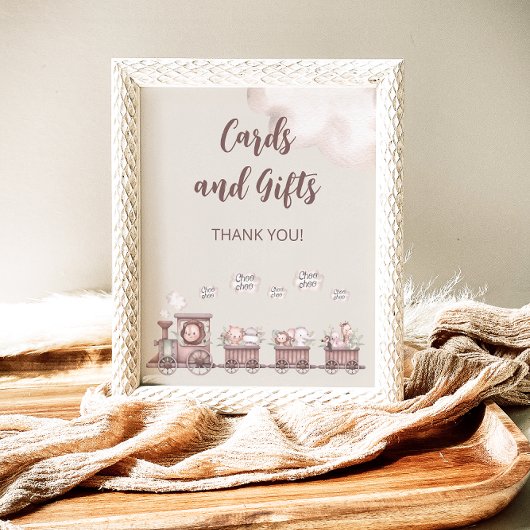 Safari Baby Dieren Train Kaarten en Geschenken Poster