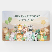 Safari Baby dieren verjaardag Spandoek (Horizontaal)