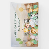 Safari Baby dieren verjaardag Spandoek (Verticaal)