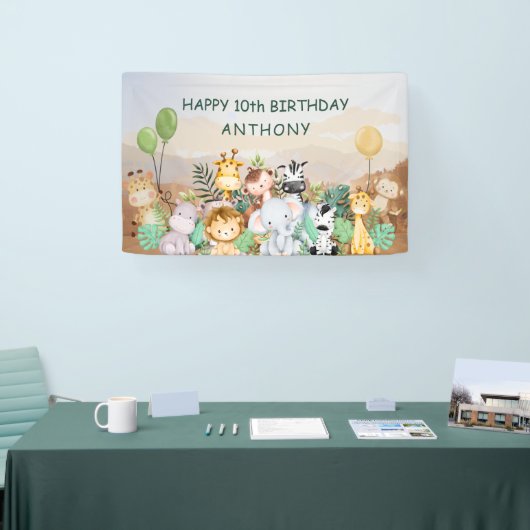 Safari Baby dieren verjaardag Spandoek (Beurs)