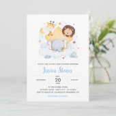 Safari Baby Douche Uitnodigingen op Star Moon Sky (Staand voorkant)