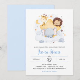 Safari Baby Douche Uitnodigingen op Star Moon Sky