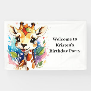 Safari Baby Giraffe aangepaste verjaardag Spandoek