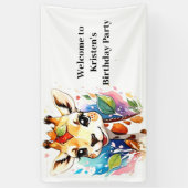 Safari Baby Giraffe aangepaste verjaardag Spandoek (Verticaal)