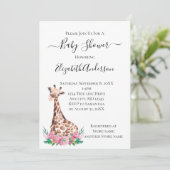 Safari Baby Giraffe met roze bloemen Kaart (Staand voorkant)