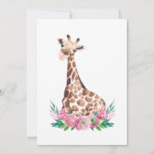 Safari Baby Giraffe met roze bloemen Kaart (Achterkant)