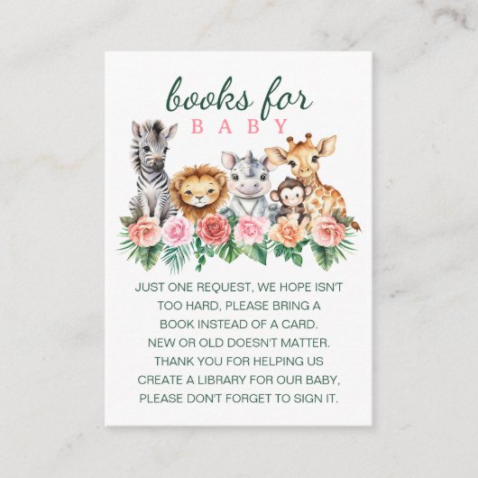 Safari Baby Girl Boeken voor Baby Kaart | Jungle (Voorkant)