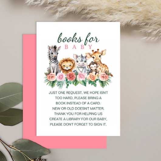 Safari Baby Girl Boeken voor Baby Kaart | Jungle