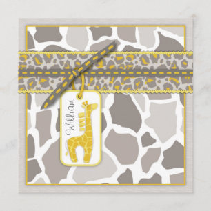 Safari Baby Invitation Square B Kaart