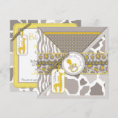 Safari Baby Invitation Square Kaart (Voorkant / Achterkant)