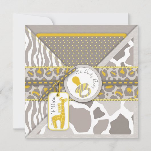 Safari Baby Invitation Square Kaart (Voorkant)