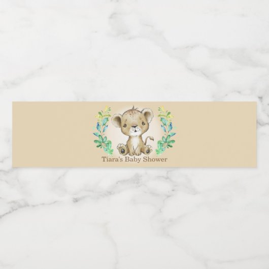 Safari Baby Leeuw Baby Shower Waterfles Etiket (Enkel label)