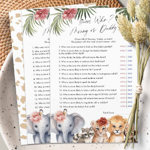 Safari Baby Meisje Douche Raad Wie mama of papa