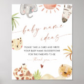 SAFARI Baby Naam Ideeën Spel Sign Poster (Voorkant)