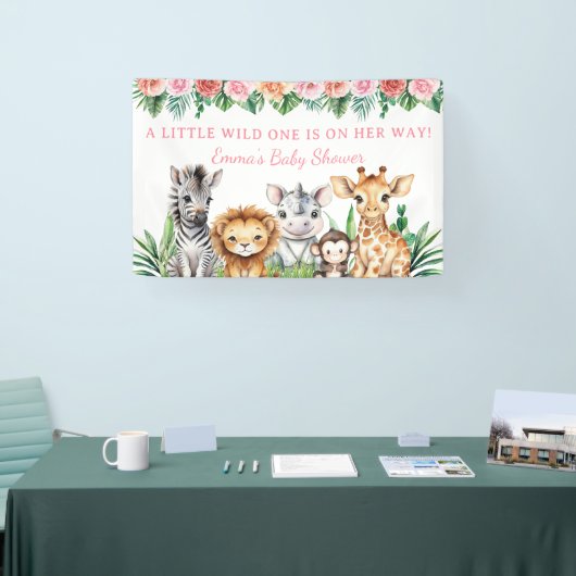 Safari Baby Shower Aangepaste Banner - Jungle Dier (Beurs)