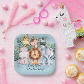 SAFARI BABY SHOWER AANGEPASTE PAPIEREN BORDEN BORDJE (Feest)