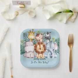 SAFARI BABY SHOWER AANGEPASTE PAPIEREN BORDEN BORDJE
