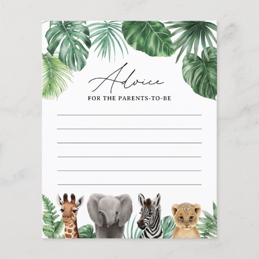 Safari Baby shower Advies Kaart (Voorkant)
