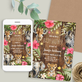 Safari Baby Shower Baby Animals Invitation Kaart