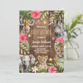 Safari Baby Shower Baby Animals Invitation Kaart (Staand voorkant)