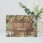 Safari Baby Shower Baby Animals Photo Bedankkaart (Staand voorkant)