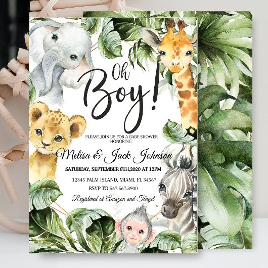 Safari baby shower baby boy shower kaart