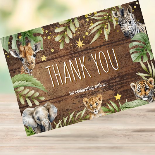 Safari Baby shower Baby Dieren Bedankkaart