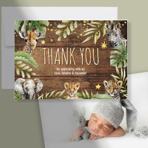 Safari Baby Shower Baby Dieren Foto Bedankkaart
