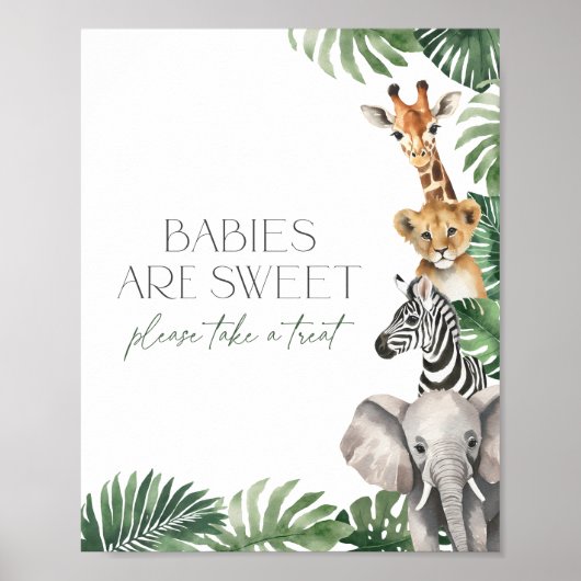Safari Baby shower Baby's zijn Sweet Treats Sign Poster (Voorkant)