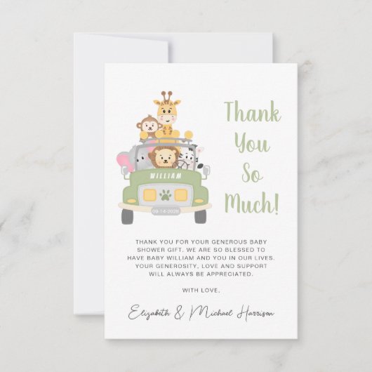 Safari Baby shower Bedankkaart (Voorkant)