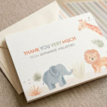 Safari baby shower bedankkaart wilde dieren