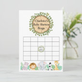 Safari Baby shower Bingo en Name Race Card Kaart (Staand voorkant)