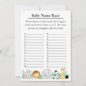 Safari Baby shower Bingo en Name Race Card Kaart (Achterkant)
