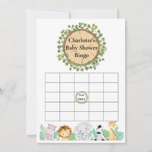 Safari Baby shower Bingo en Name Race Card Kaart