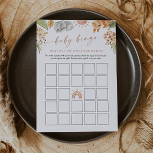 SAFARI Baby shower Bingo Spel Kaart