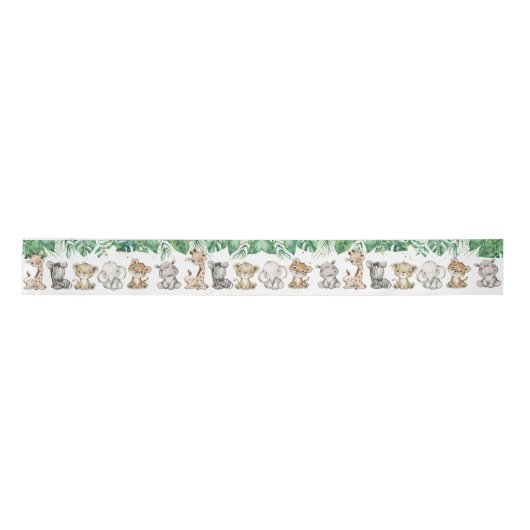 Safari Baby shower Birthday Animals Gold Confetti Satijnen Lint (Voorkant)