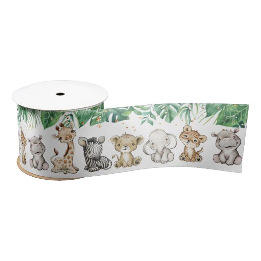 Safari Baby shower Birthday Animals Gold Confetti Satijnen Lint (Spoel)