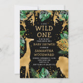 Safari Baby shower Black Gold Invitation (Voorkant)