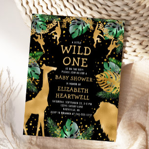 Safari Baby shower Black Gold Invitation Briefkaart