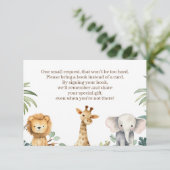 Safari Baby shower Boek Aanvraag Kaart (Staand voorkant)