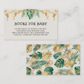 Safari Baby shower Book Request Green Gold Ecru Informatiekaartje (Voorkant / Achterkant)