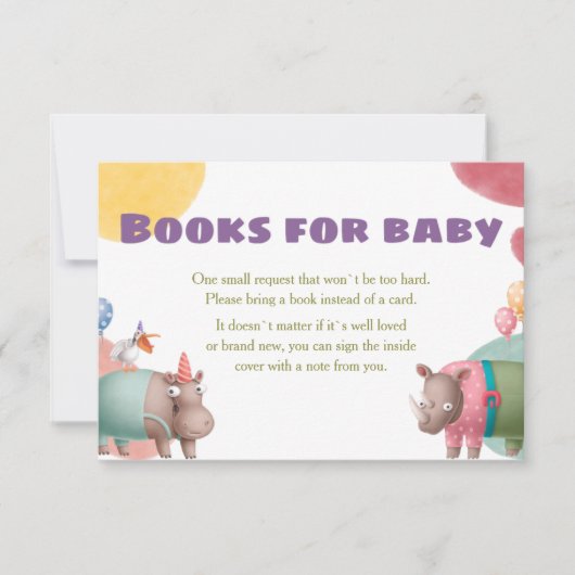 Safari Baby shower Books for Baby Kaart (Voorkant)