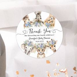Safari Baby shower Boy Leuke Dieren Classic Ronde Sticker