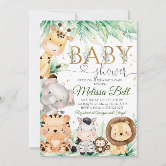 Safari Baby shower BOY Wilde Oerwouden Kaart (Voorkant)