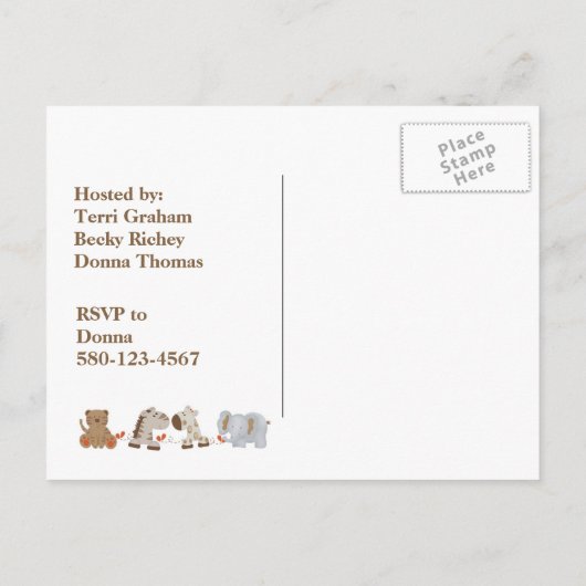 Safari Baby shower Briefkaart uitnodiging (Achterkant)