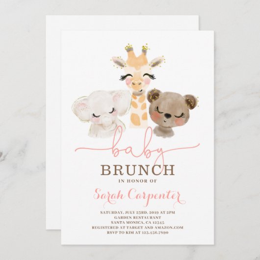 Safari Baby shower Brunch uitnodiging (Voorkant / Achterkant)