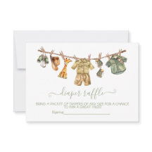 Safari Baby shower Clothesline Luier Raffle Kaarte