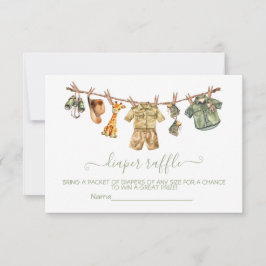 Safari Baby shower Clothesline Luier Raffle Kaarte Kaart